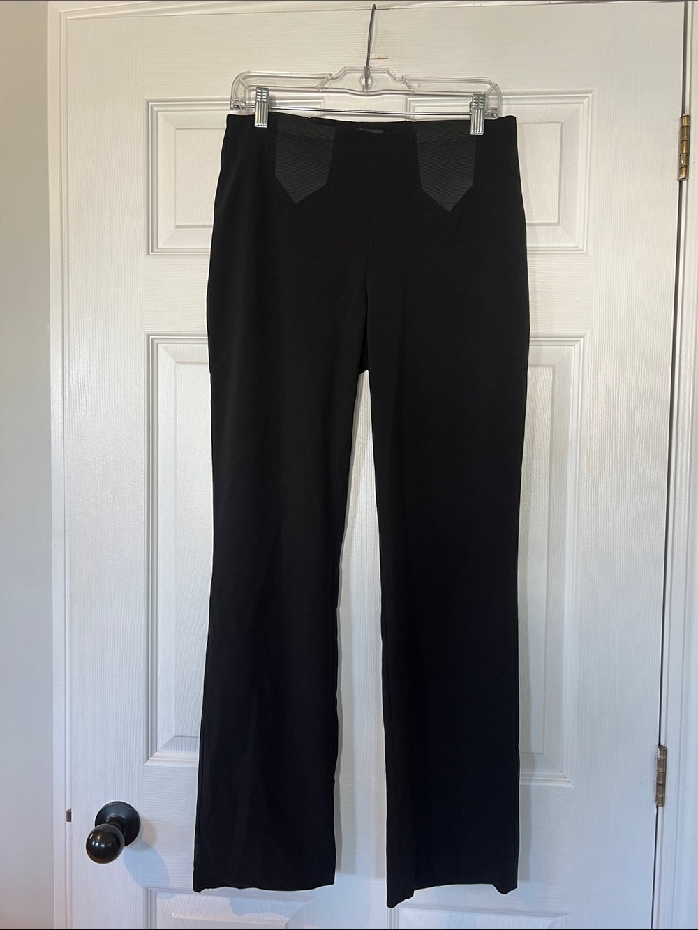 Laura Black Stretch Straight-Leg Trousers with Elastic Waist Insets